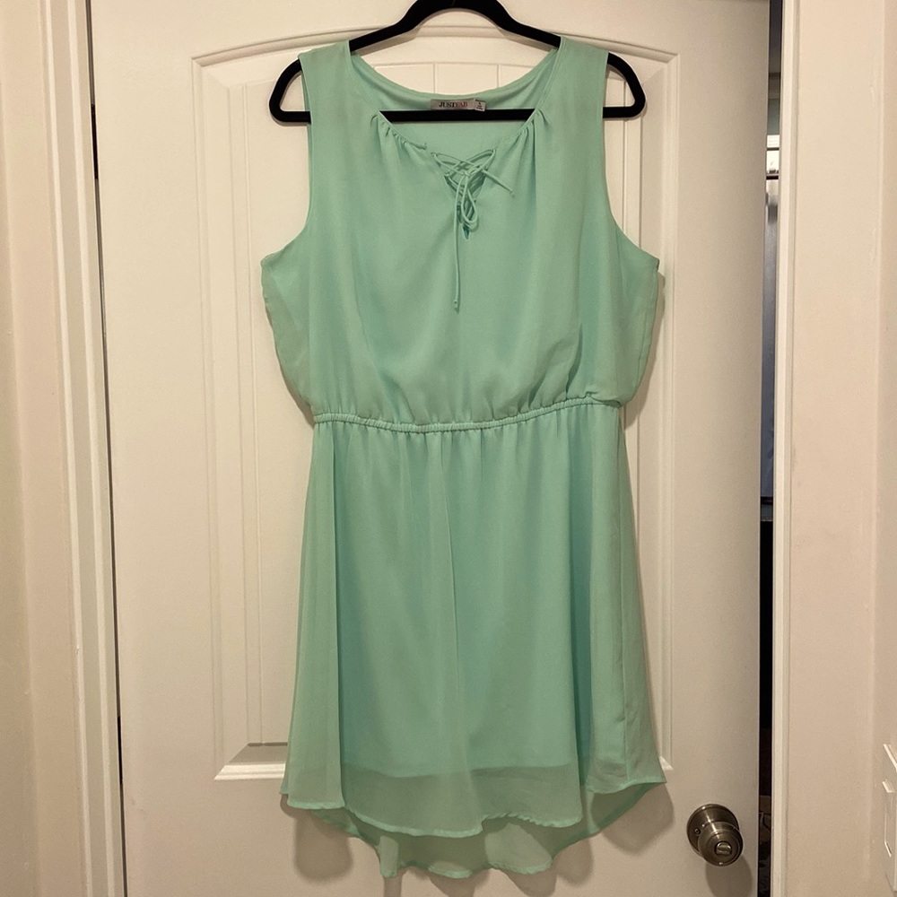 Turquoise Lace Up Dress
